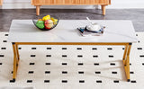 Coffee Table Marble Top Contemporary With Gold Frame White - Furniture Home Direct