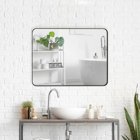 Wall Mirror Rectangular Mirror Metal Framed Mirror Vanity Mirror Dressing Mirror, For Bathroom, Living Room, Bedroom - Furniture Home Direct