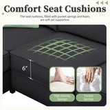 L Shaped Sectional Sofa with Ottoman and Cushions Black - Furniture Home Direct