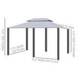 Outsunny - Patio Gazebo, Outdoor Gazebo Canopy Shelter With Curtains, Vented Roof, Steel Frame For Garden, Lawn, Backyard And Deck, - Sage Gray - Furniture Home Direct