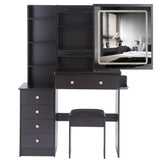 Vanity Table with Cushioned Stool Modern Finish Black - Furniture Home Direct