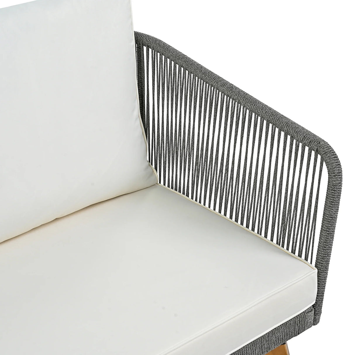 4-Piece Patio Conversation Set with Loveseat, 2 Chairs, Coffee Table + Cushions - Gray - Furniture Home Direct