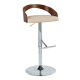 Grotto - Mid Century Modern Adjustable Height Barstool, Swivel With Straight T Footrest (Set of 2) - Furniture Home Direct
