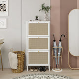 Modern Rattan 3 Door Shoe Rack Cabinet For Entryway - Furniture Home Direct