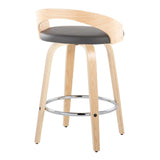 Grotto - Contemporary Fixed Height Counter Stool With Swivel With Round Footrest (Set of 2) - Furniture Home Direct