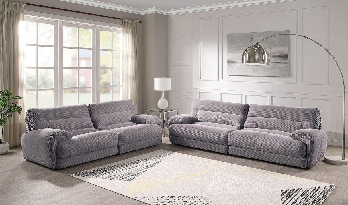 Cadenza - Corduroy 2 Piece Living Room Set - Gray - Furniture Home Direct