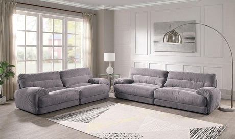 Cadenza - Corduroy 2 Piece Living Room Set - Gray - Furniture Home Direct