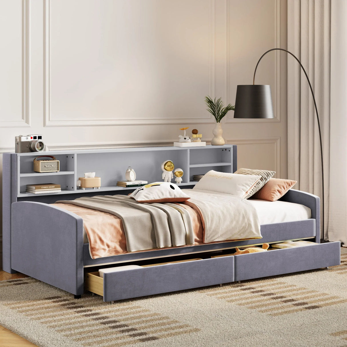 Luxurious Upholstered Platform Bed With Storage Drawers - Furniture Home Direct