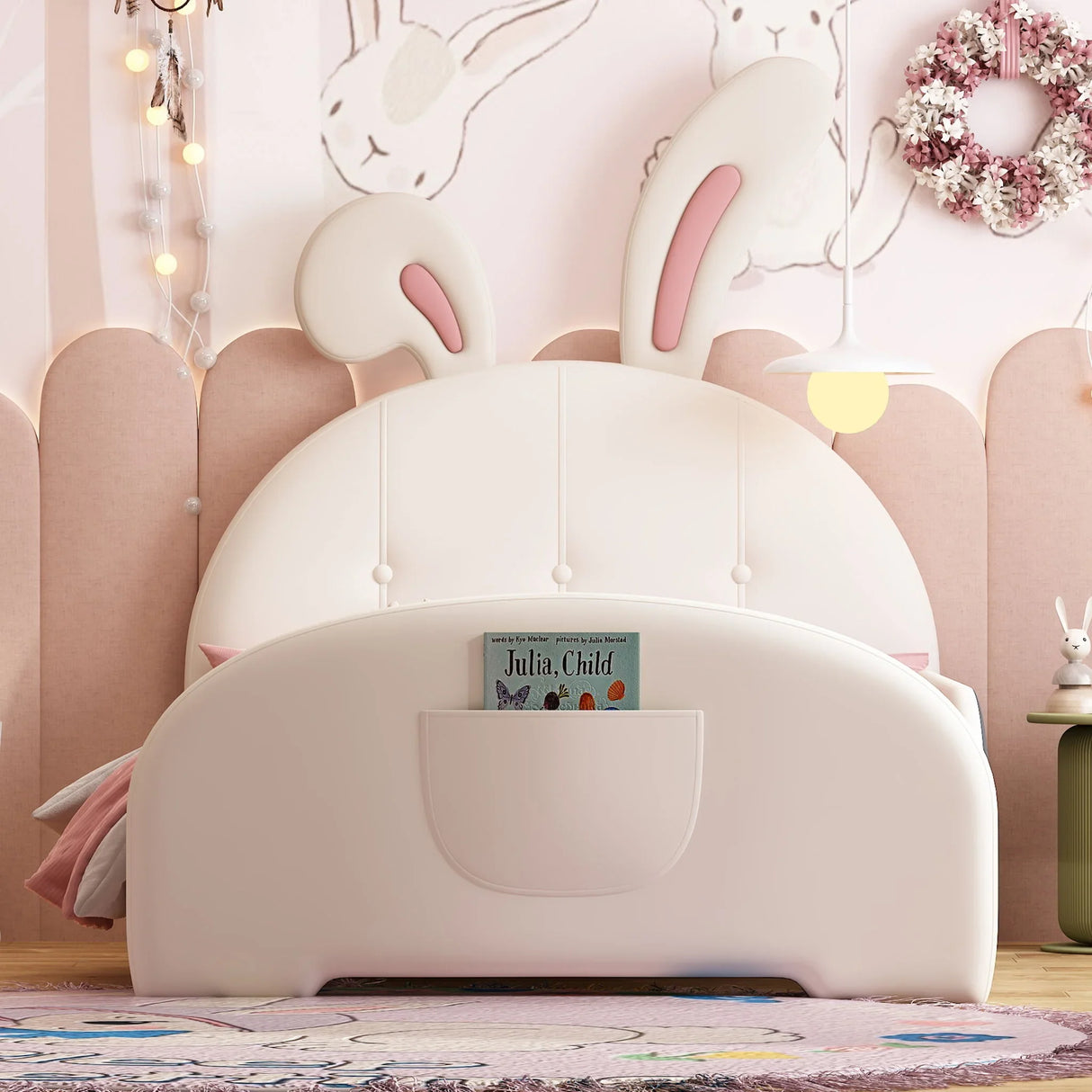 Upholstered Rabbit-Shape Princess Bed With Headboard And Footboard - Furniture Home Direct