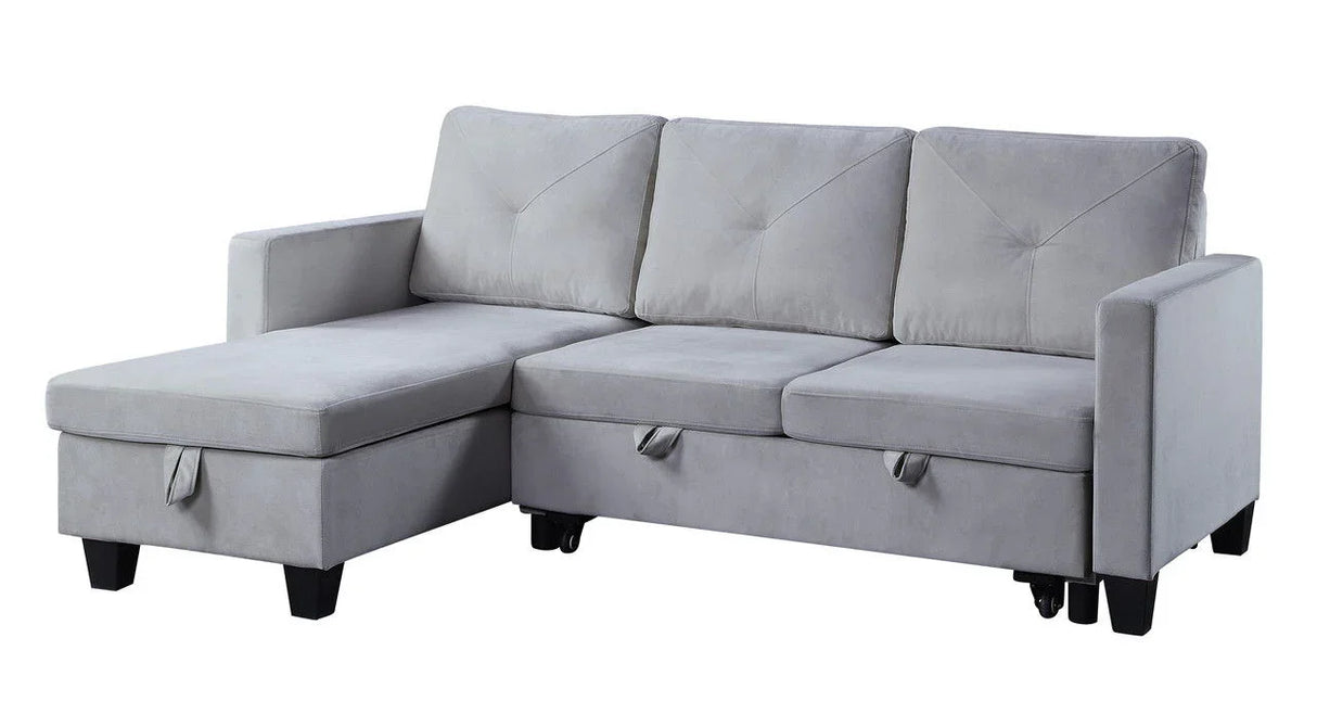 Nova - Velvet Reversible Sleeper Sectional Sofa With Storage Chaise - Furniture Home Direct
