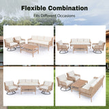 4 Piece Outdoor Patio Set with Swivel Chairs - Beige - Furniture Home Direct