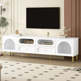 Retro TV Stand With 6 Metal Legs, 2 Cabinets, 4 Drawers And Anti-Tip Device - Furniture Home Direct