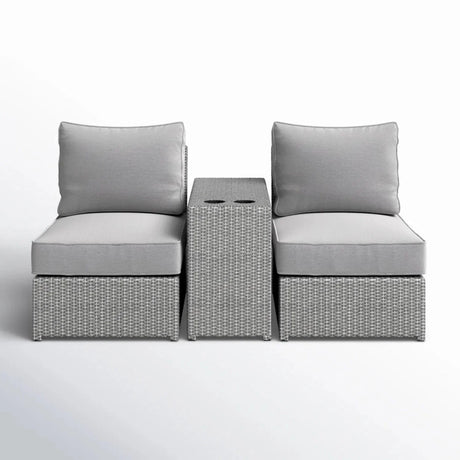 2 Person Wicker Conversation Set With Cushions, Weather Resistant - Furniture Home Direct
