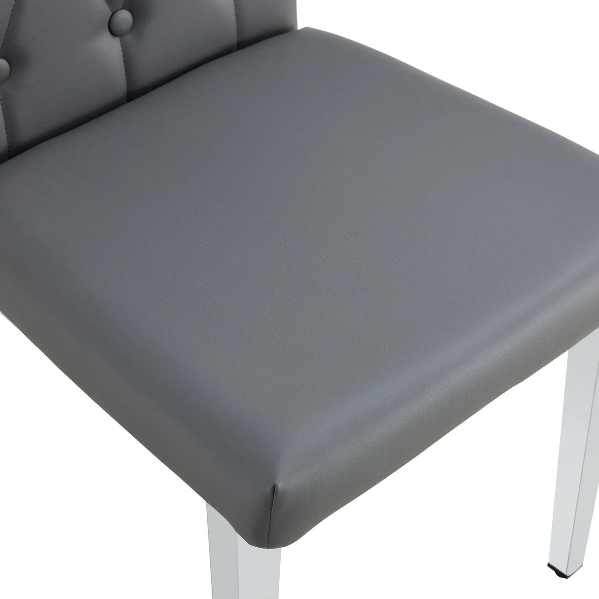 Dining Chairs Tufted Back Chrome Legs Charcoal Gray - Furniture Home Direct