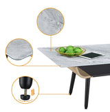 Landon - Coffee Table With Glass Marble Texture Top And Bent Wood Design - Furniture Home Direct