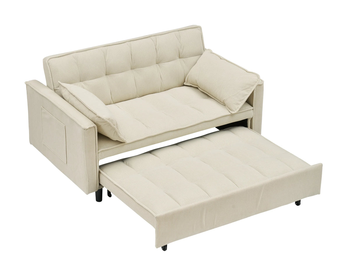 54.30-inch Love Seat with Pull Out Bed - beige - Furniture Home Direct