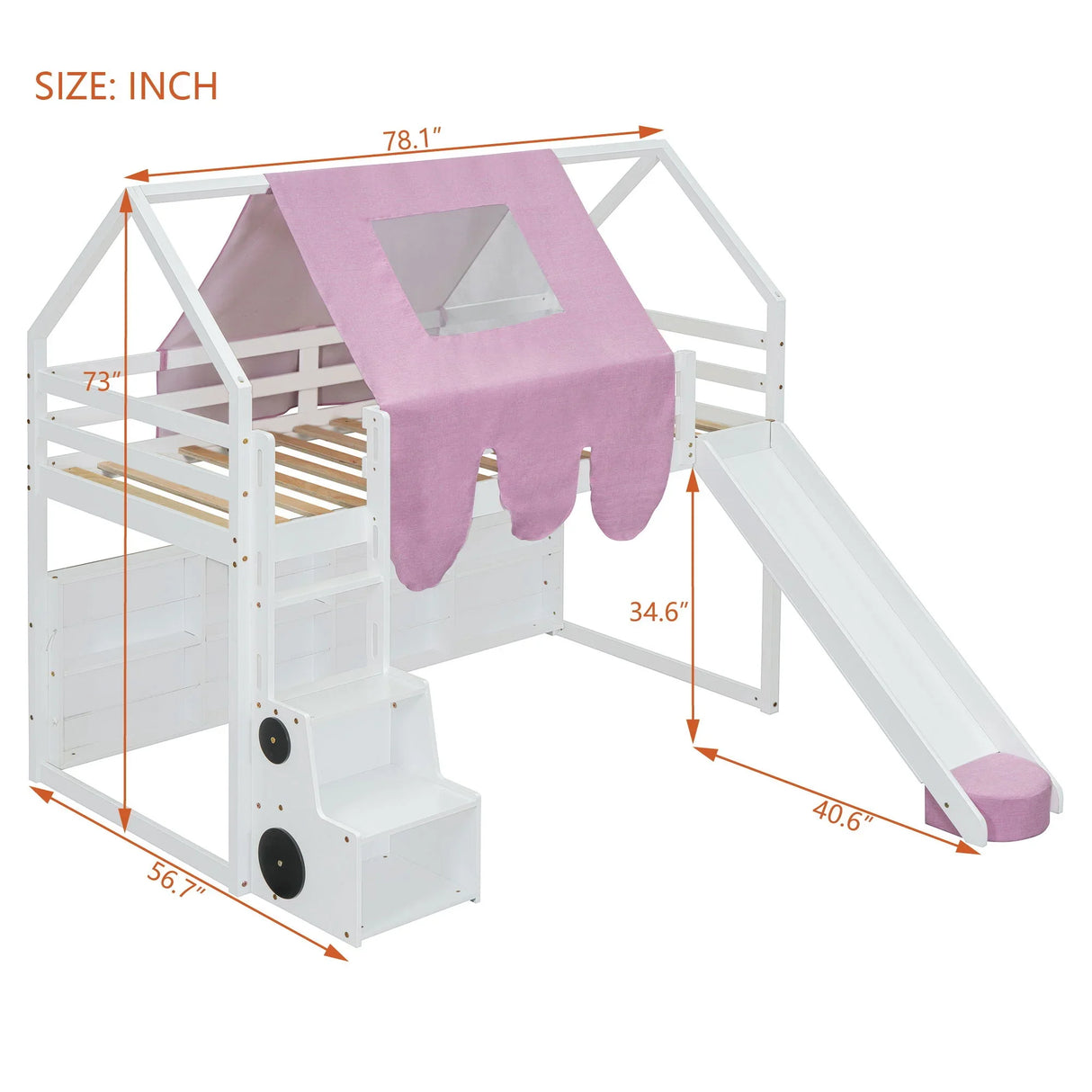 Loft Bed With House Shaped Frame And Tent - Furniture Home Direct