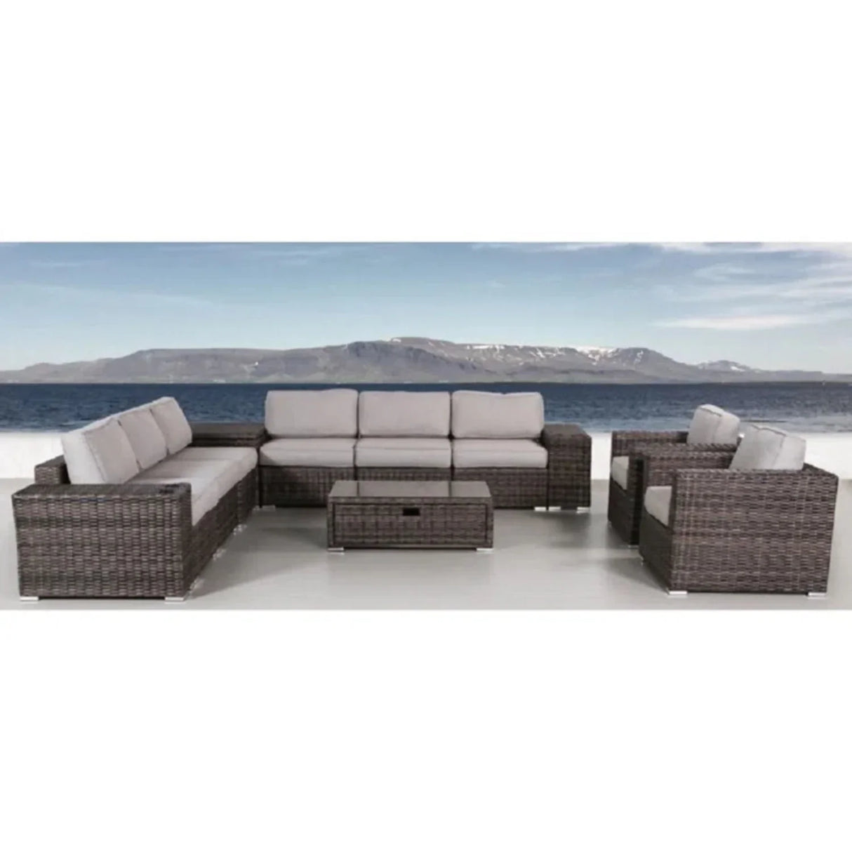 Stylish Rattan Wicker Person Seating Group With Premium Sunbrella Cushions Perfect For Outdoor Entertaining - Furniture Home Direct