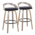 Grotto - Contemporary Fixed Height Barstool With Swivel With Round Footrest (Set of 2) - Furniture Home Direct