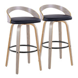 Grotto - Contemporary Fixed Height Barstool With Swivel With Round Footrest (Set of 2) - Furniture Home Direct