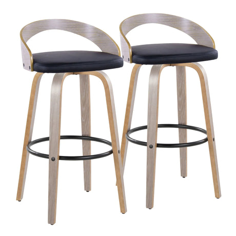 Grotto - Contemporary Fixed Height Barstool With Swivel With Round Footrest (Set of 2) - Furniture Home Direct