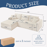 Modular Corduroy Sectional With Arched Armrests, Includes 3 Back Cushions & 2 Throw Pillows - Furniture Home Direct