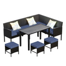 7 Piece Outdoor Furniture Set Waterproof Cushions Glass Table - Furniture Home Direct