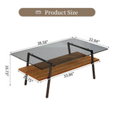 Rectangle Coffee Table, Tempered Glass Tabletop With Metal Legs - Furniture Home Direct