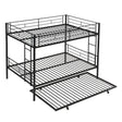 Full Over Full Modern Metal Bunk Bed With Trundle - Black - Furniture Home Direct