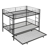 Full Over Full Modern Metal Bunk Bed With Trundle - Black - Furniture Home Direct