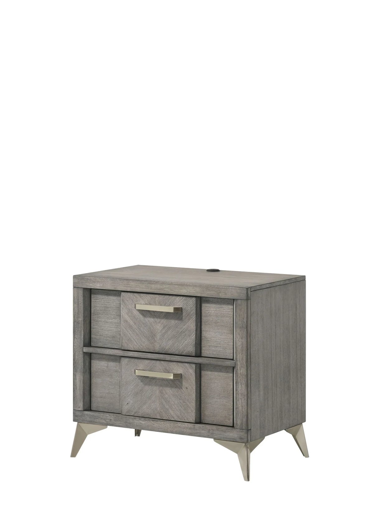 2 Drawer Night Bookmatched Veneers - Gray - Furniture Home Direct