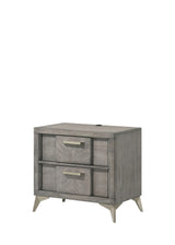 2 Drawer Night Bookmatched Veneers - Gray - Furniture Home Direct