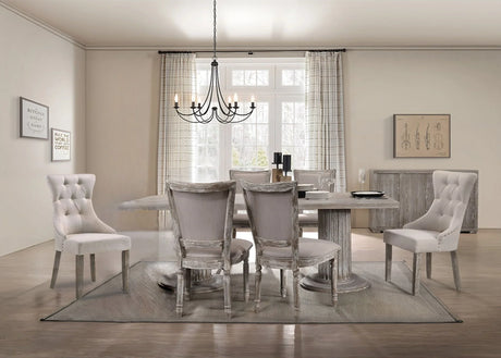 Gabrian - 7 Pieces Dining Room Set, Reclaimed - Beige / Gray - Furniture Home Direct