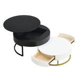 Nesting Coffee Tables Round Lift-Top Modern Black and White - Furniture Home Direct