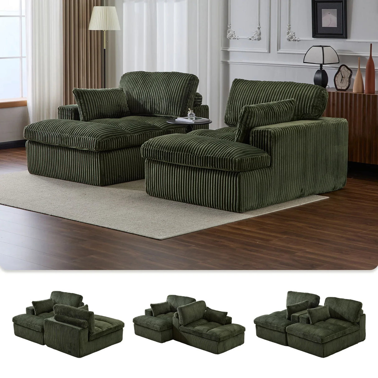 Double Chaise Lounge Chair, Oversized Upholstered Sleeper Cloud Couch - Furniture Home Direct