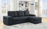 Lucas - Linen Sleeper Sectional Sofa With Reversible Storage Chaise - Dark Gray - Furniture Home Direct