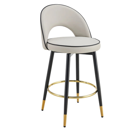 Modern Upholstered 360° Rotatable Bar Chair With Metal Legs For Dining Room (Set of 2) - Furniture Home Direct