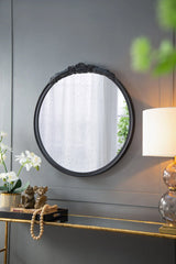 Round Hand Carved Rose Antique Mirror Frame, Wall Mirror For Live Space - Furniture Home Direct