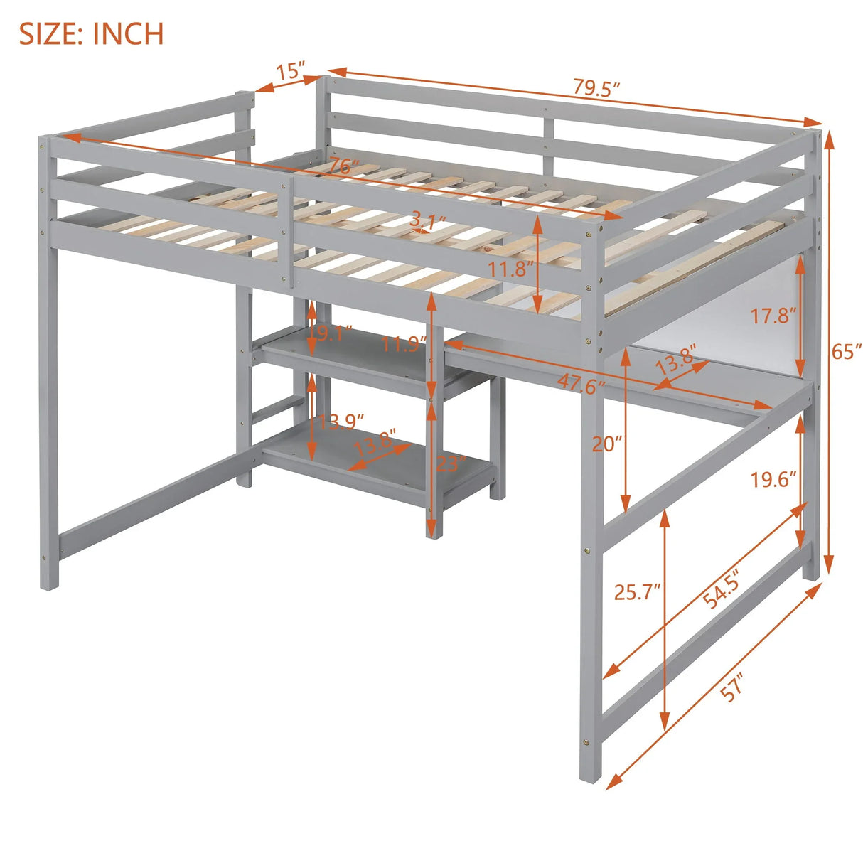 Loft Bed With Shelves, Desk And Writing Board - Furniture Home Direct