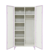 Priya II - Synthetic Leather Purple Wardrobe - Purple / White - Furniture Home Direct