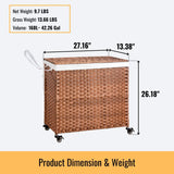 Laundry Hamper With Lid PE Rattan Powder Coating Frame Clothes Hampers With 2 Removable Bags - Furniture Home Direct