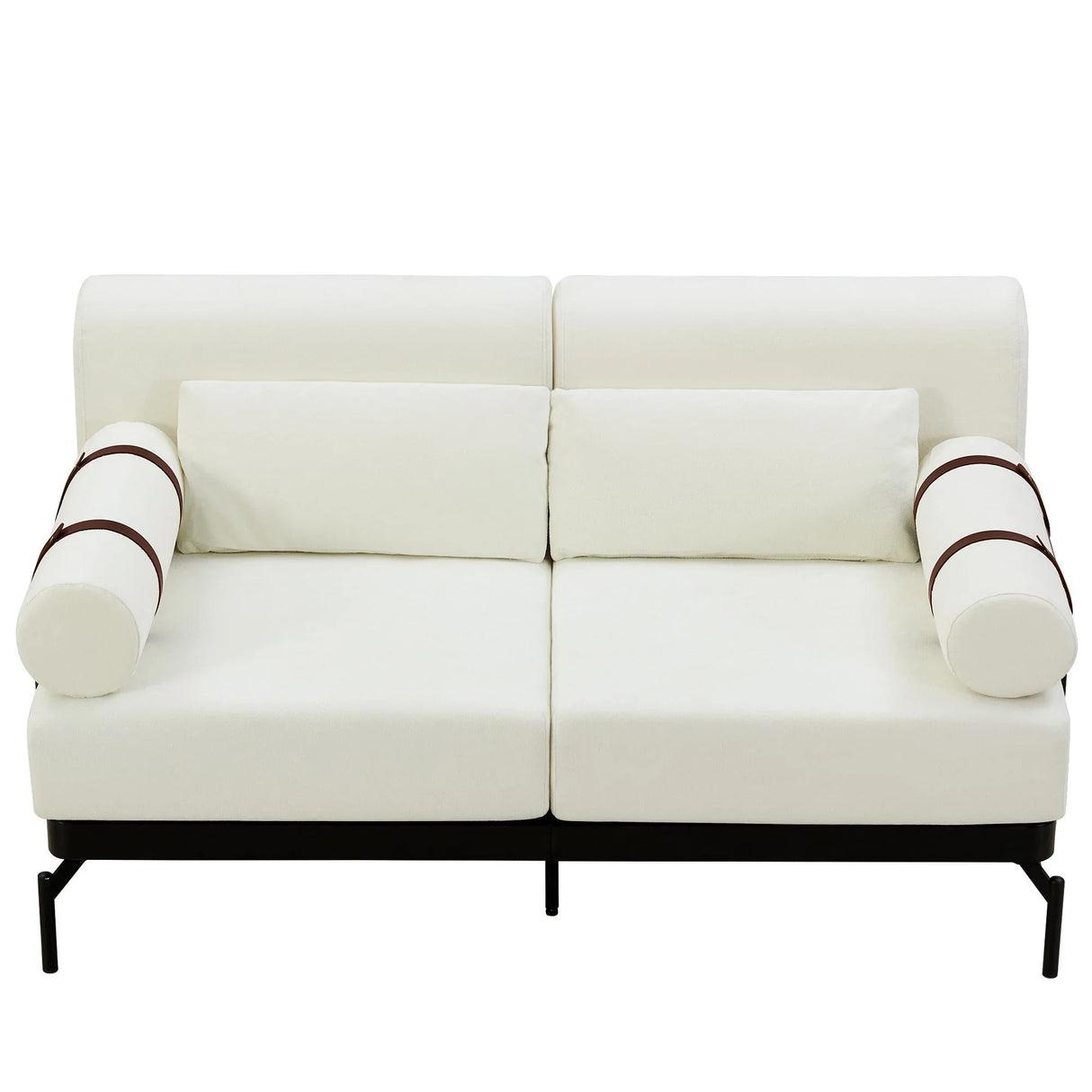 Modern Loveseat Sofa 2 Seater With USB Ports, Cylindrical Armrests - Furniture Home Direct