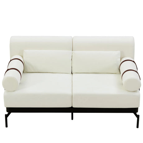 Modern Loveseat Sofa 2 Seater With USB Ports, Cylindrical Armrests - Furniture Home Direct