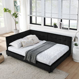 Mid-Century Storage Upholstered Tufted Bed Frame With Backrest And Armrests - Furniture Home Direct