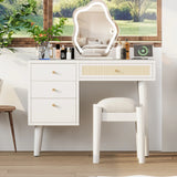 Vanity Desk Bohemian Retro Wood Makeup Station White - Furniture Home Direct