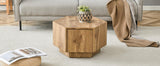 Coffee Table Hexagonal Drawer Unit Sleek Natural Wood - Furniture Home Direct