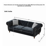 Chesterfield Velvet Upholstery Fabric Sofa With Roll Armrest & Nailhead - Furniture Home Direct