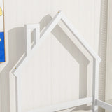 Twin House-Shaped Headboard Floor Bed With Handrails, Slats - Furniture Home Direct