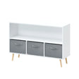Kids Bookcase With Collapsible Fabric Drawers, Children's Book Display, Toy Storage Cabinet Organizer - White / Gray - Furniture Home Direct