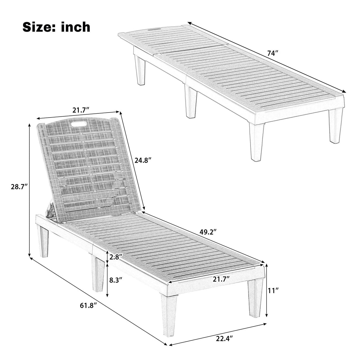 2 Piece Outdoor Chaise Lounges With Adjustable Backrest - Furniture Home Direct